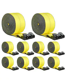 VEVOR - Winch Straps, 4" x 40', 6000 lbs Load Capacity, 18000 lbs Break Strength, Truck Straps with Flat Hook, Tie Downs Cargo - Yellow