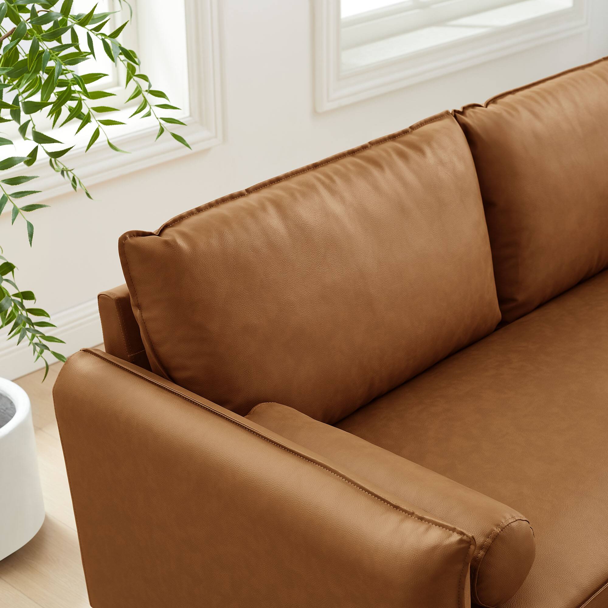 Alt View 5. Modway - Revive Upholstered Vegan Leather Sofa by Modway - Brown.
