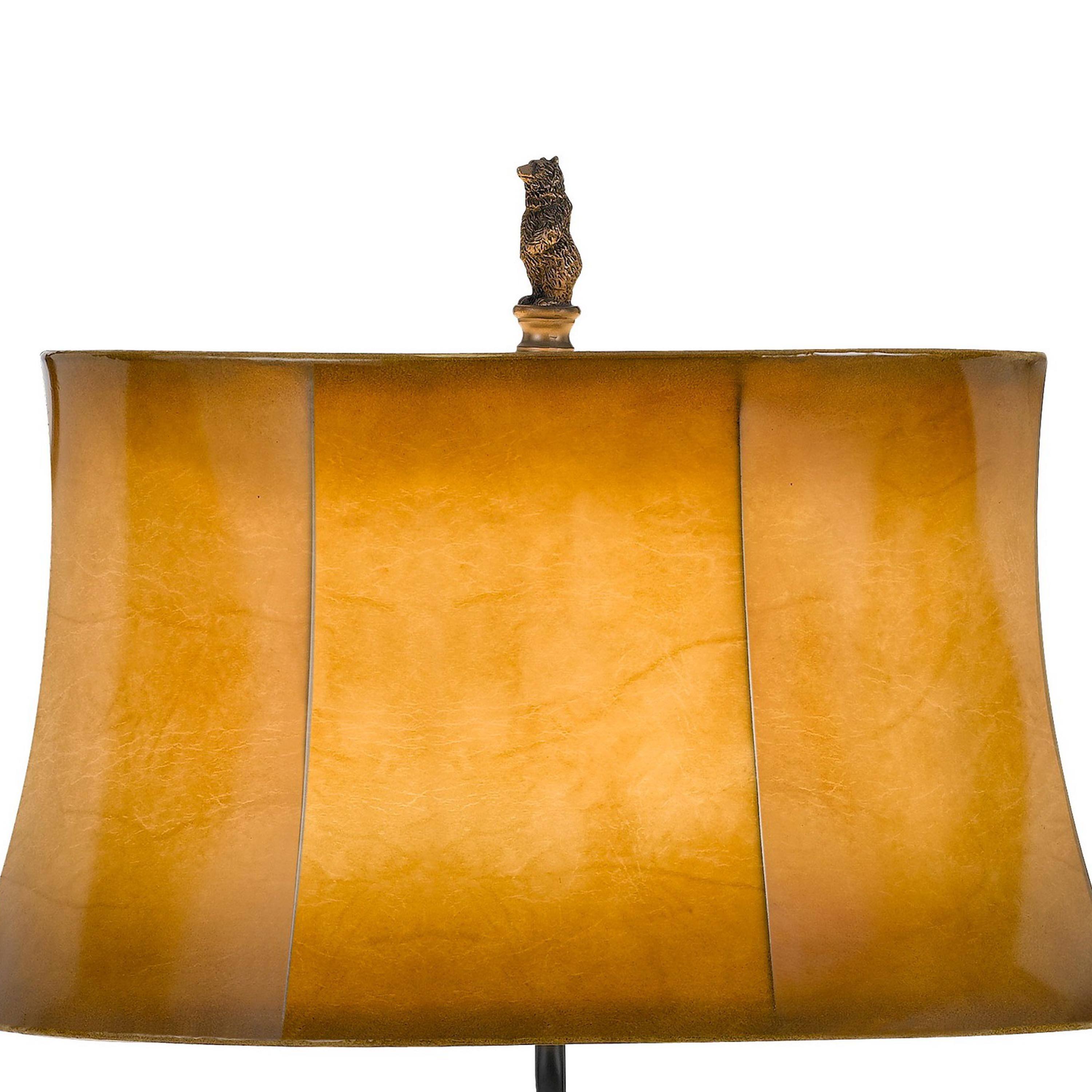 Angle. Manhattan Lane - 3 Way Resin Body Table Lamp with Forest and Bear Design - Brown and Black.