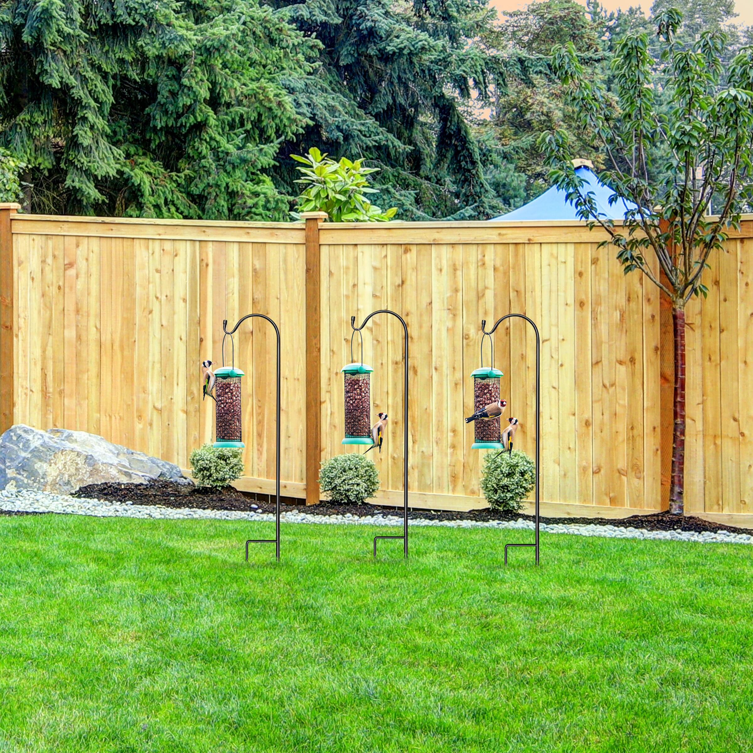 Alt View 2. Sorbus - Sorbus Shepherds Hooks for Outdoor - Set of 10 Extendable Garden Planter Stakes for Bird Feeders, Outdoor Décor - Black.