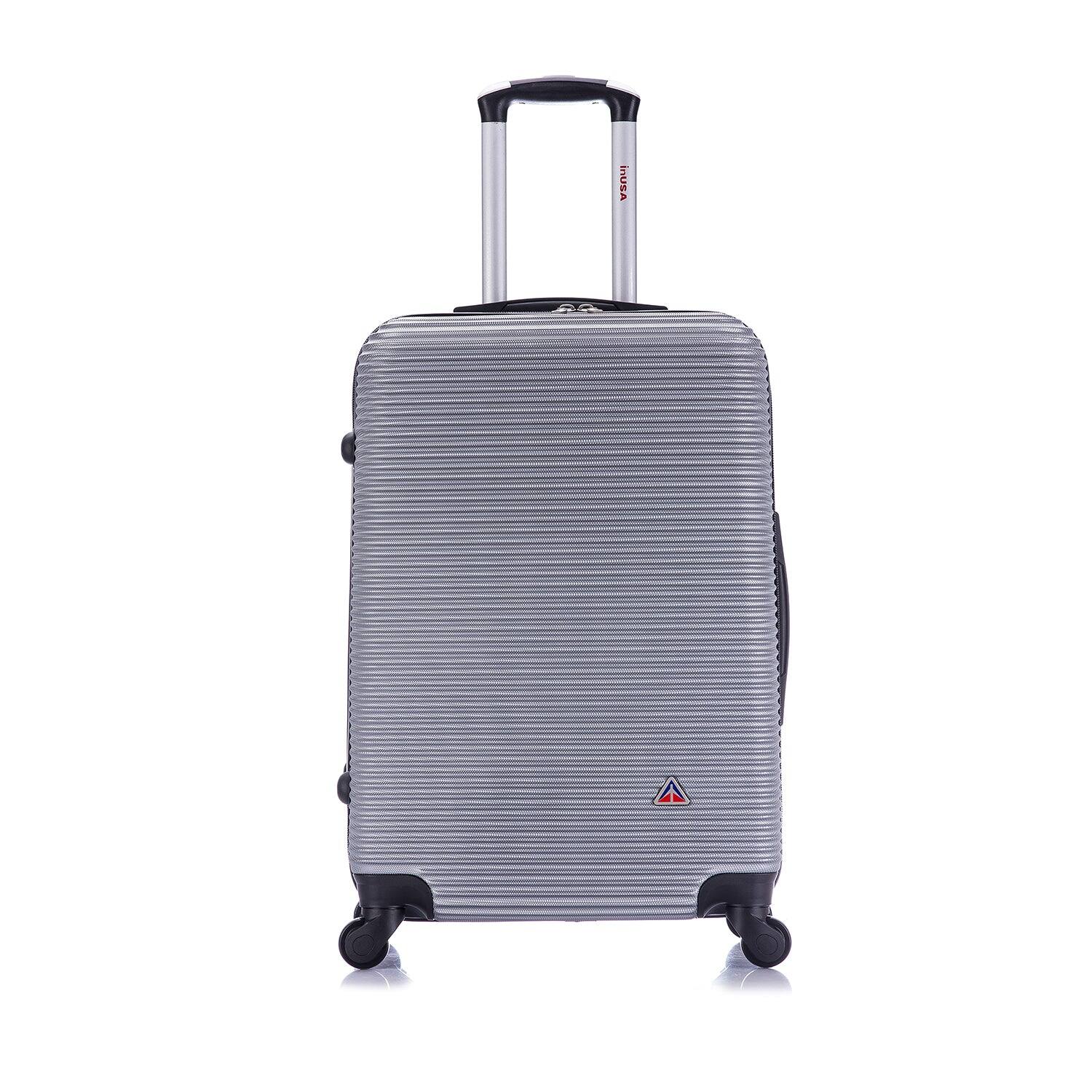 Angle. InUSA - Royal lightweight hardside Spinner Luggage 24" - SILVER.