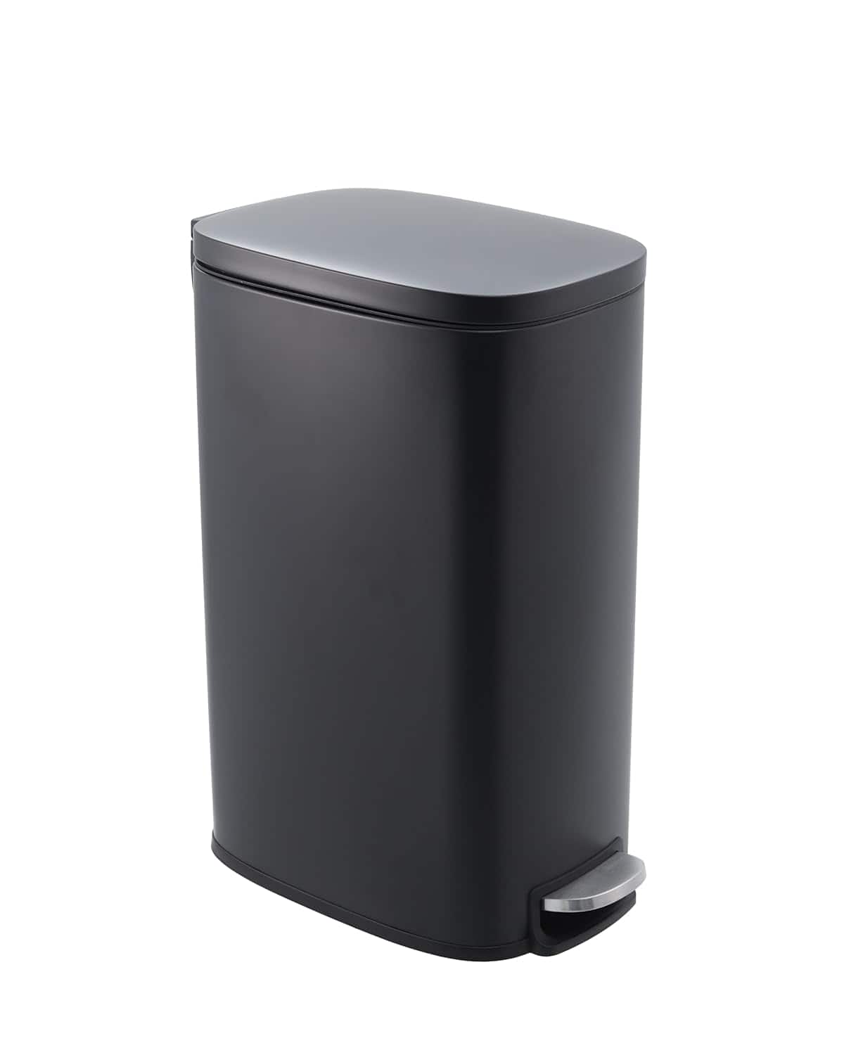 Homhougo - Slim Kitchen Trash Can 13 Gal, Skinny Stainless Steel Garbage Can with Removable Inner Bucket - Black