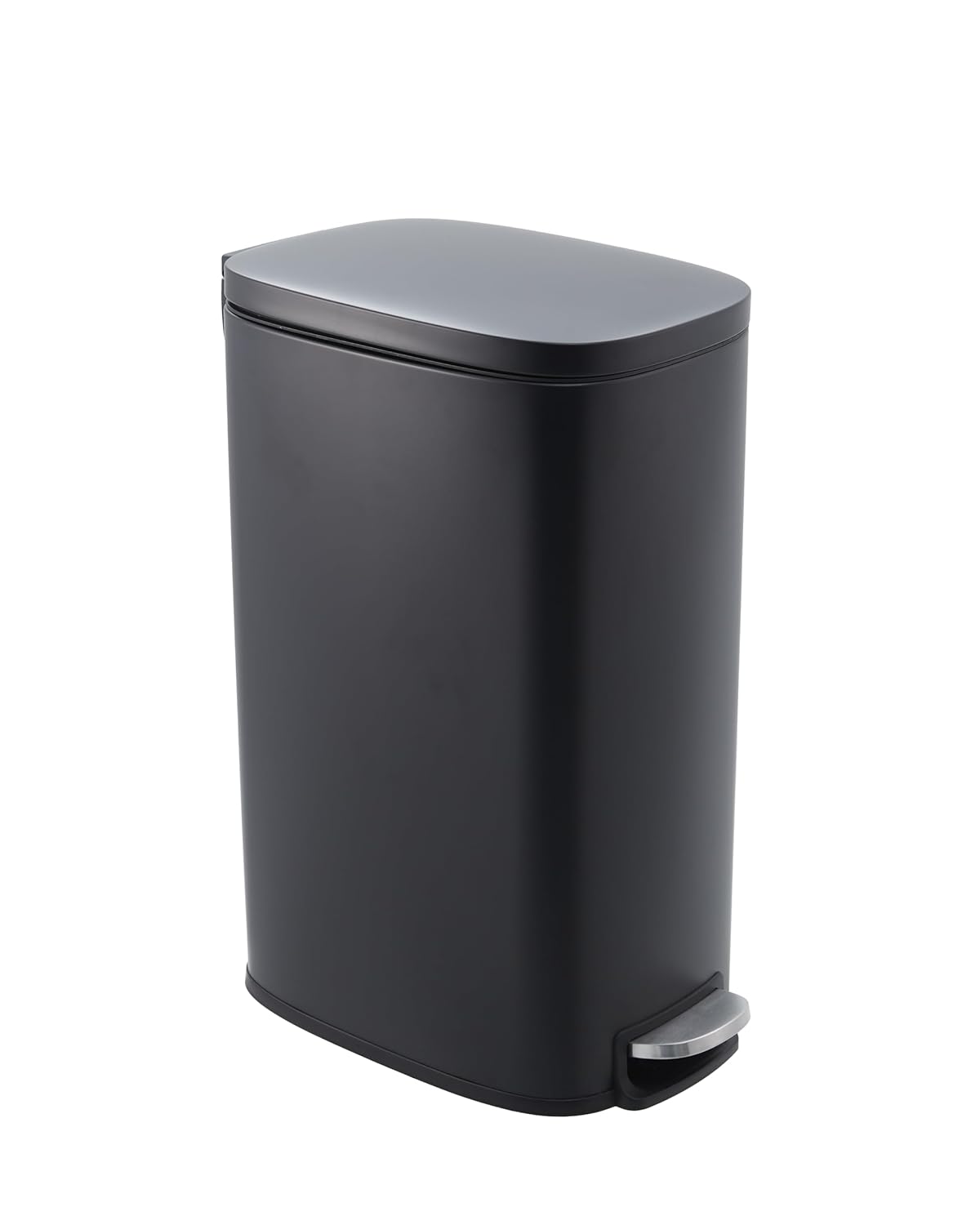 Front. Homhougo - Slim Kitchen Trash Can 13 Gal, Skinny Stainless Steel Garbage Can with Removable Inner Bucket - Black.