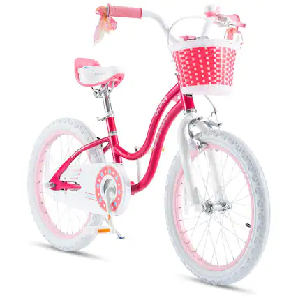 Front. RoyalBaby - RoyalBaby Stargirl Children's Outdoor Bicycle, 18 Inch with Kickstand, Pink - Neon Pink.