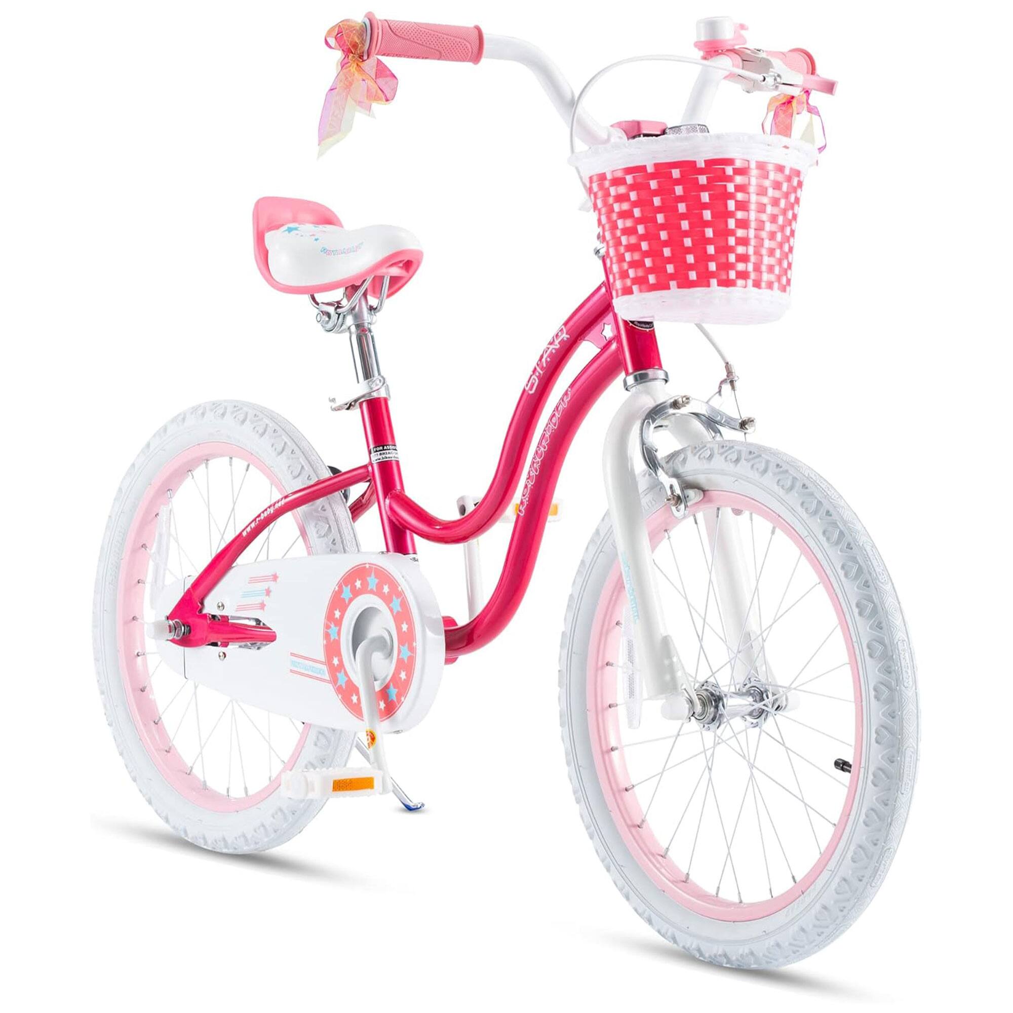 Front. RoyalBaby - RoyalBaby Stargirl Children's Outdoor Bicycle, 18 Inch with Kickstand, Pink - Neon Pink.