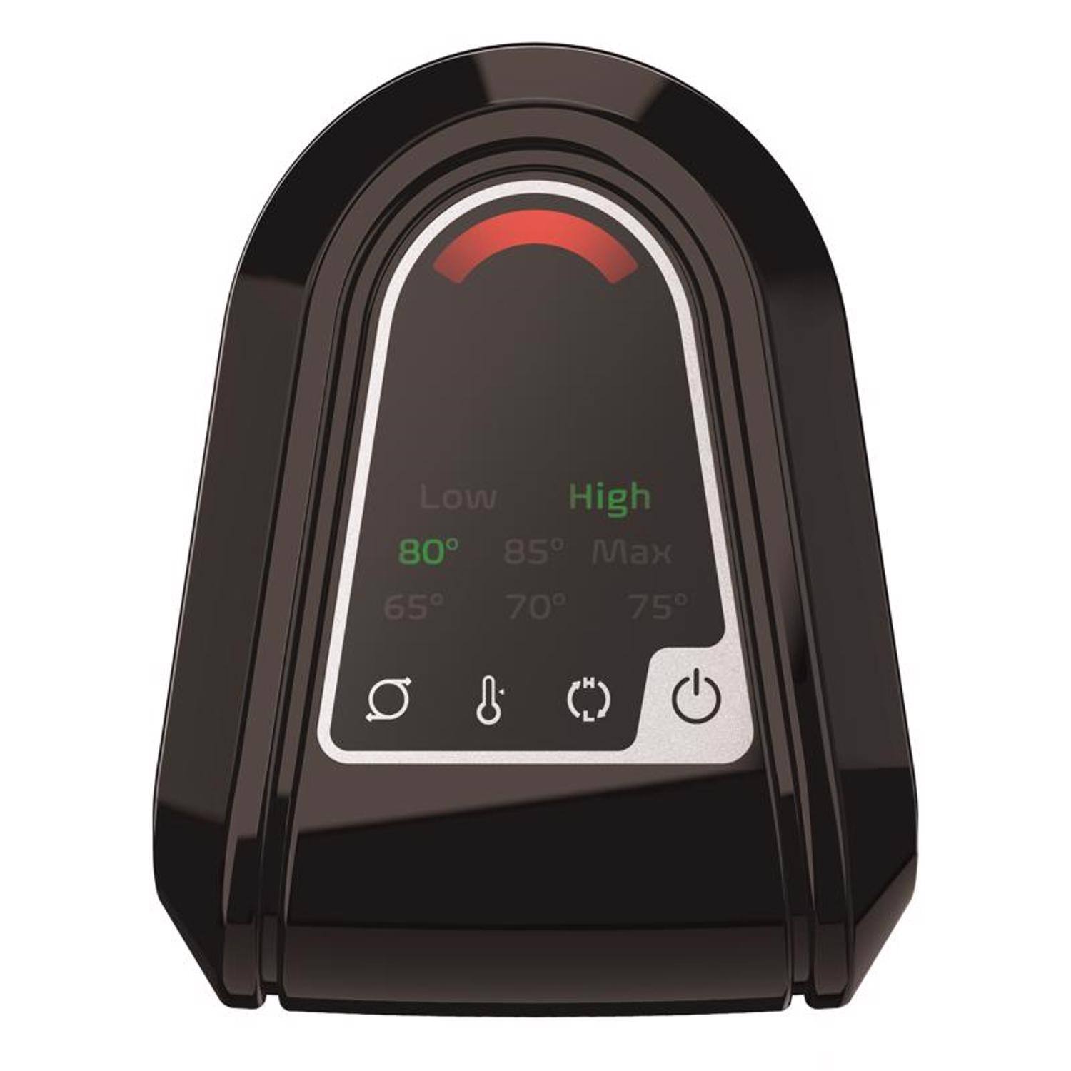 Low High  
80° 85° Max  
65° 70° 75°  

Icons:  
- Fan  
- Light  
- Power