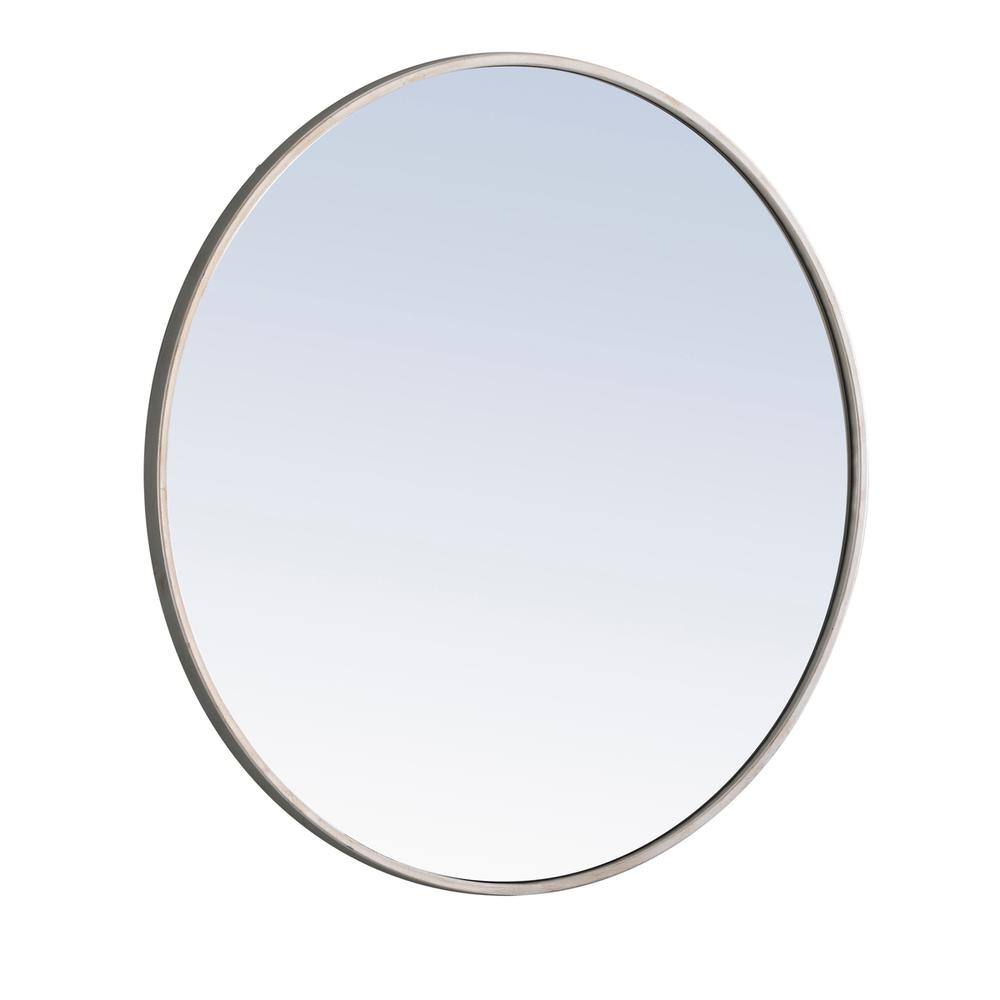 Left. Elegant Decor - Metal frame Round Mirror 28 inch Silver finish - Silver.