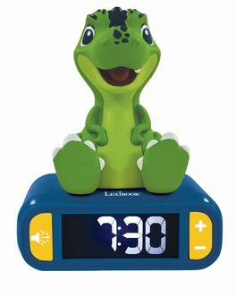 Lexibook - Digital Alarm Clock with a 3D Dinosaur Night Light and Sound Effects - Green