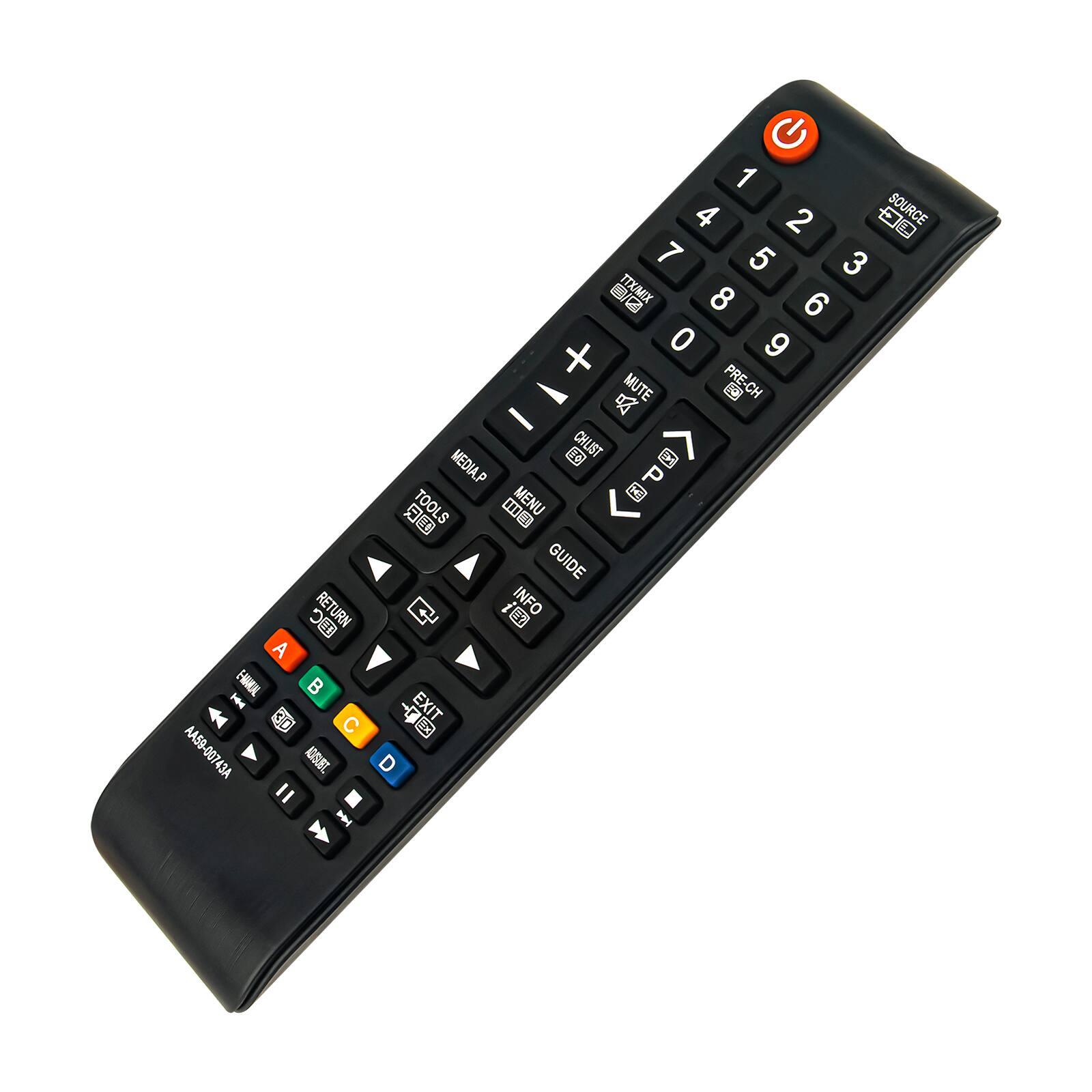 EBC RETURN A B H 3D C AA59-00743A AASS 00 ASEL 43 = I 1 4 2 0 SOURCE 7 5 3 0/2 TT/I 8 6 0 9 + PRE-CH PRE- - A MUTE  CH -  CHLIST [ MEDIA.P P MENU  R TOOLS  GUIDE  i i INFO - EXIT B D