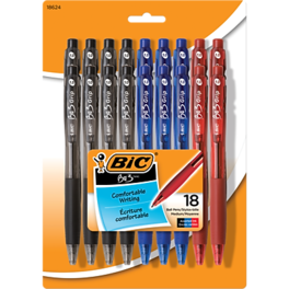 BIC - BU3 Retractable Ballpoint Pens, Medium Point, 18/Pack - Assorted Colors