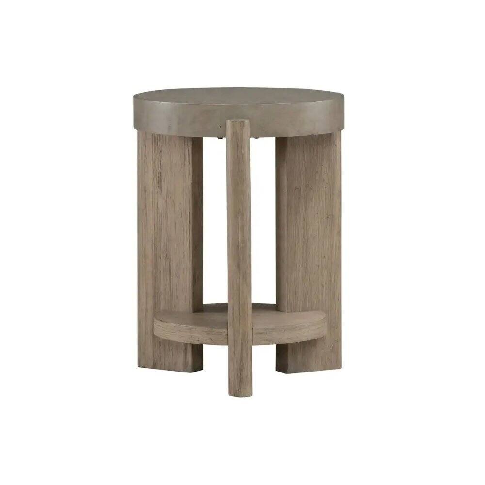 Alt View 1. Liberty Furniture Industries - Affinity Chairside Table for Living Room - Dusty Taupe Faux Concrete Tops - Brown.