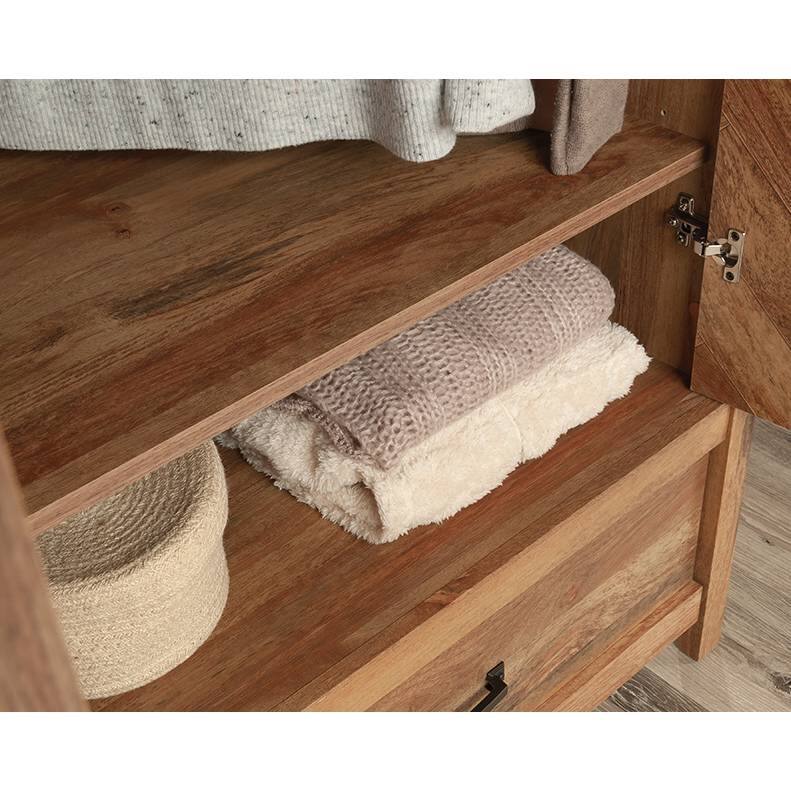 Back. Hivvago - FarmHouse Rustic Herringbone 1 Drawer Garment Rod Wardrobe Armoire - Brown.