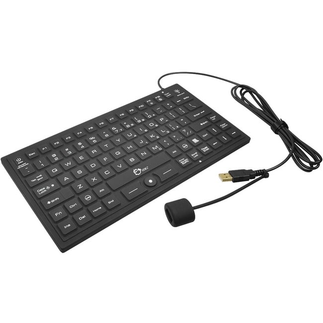 SIIG Inc - SIIG Industrial/Medical Grade Washable Backlit Keyboard with Pointing Device - Cable Connectivity - USB 2.0 Interface - Black
