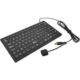 SIIG Inc - SIIG Industrial/Medical Grade Washable Backlit Keyboard with Pointing Device - Cable Connectivity - USB 2.0 Interface - Black