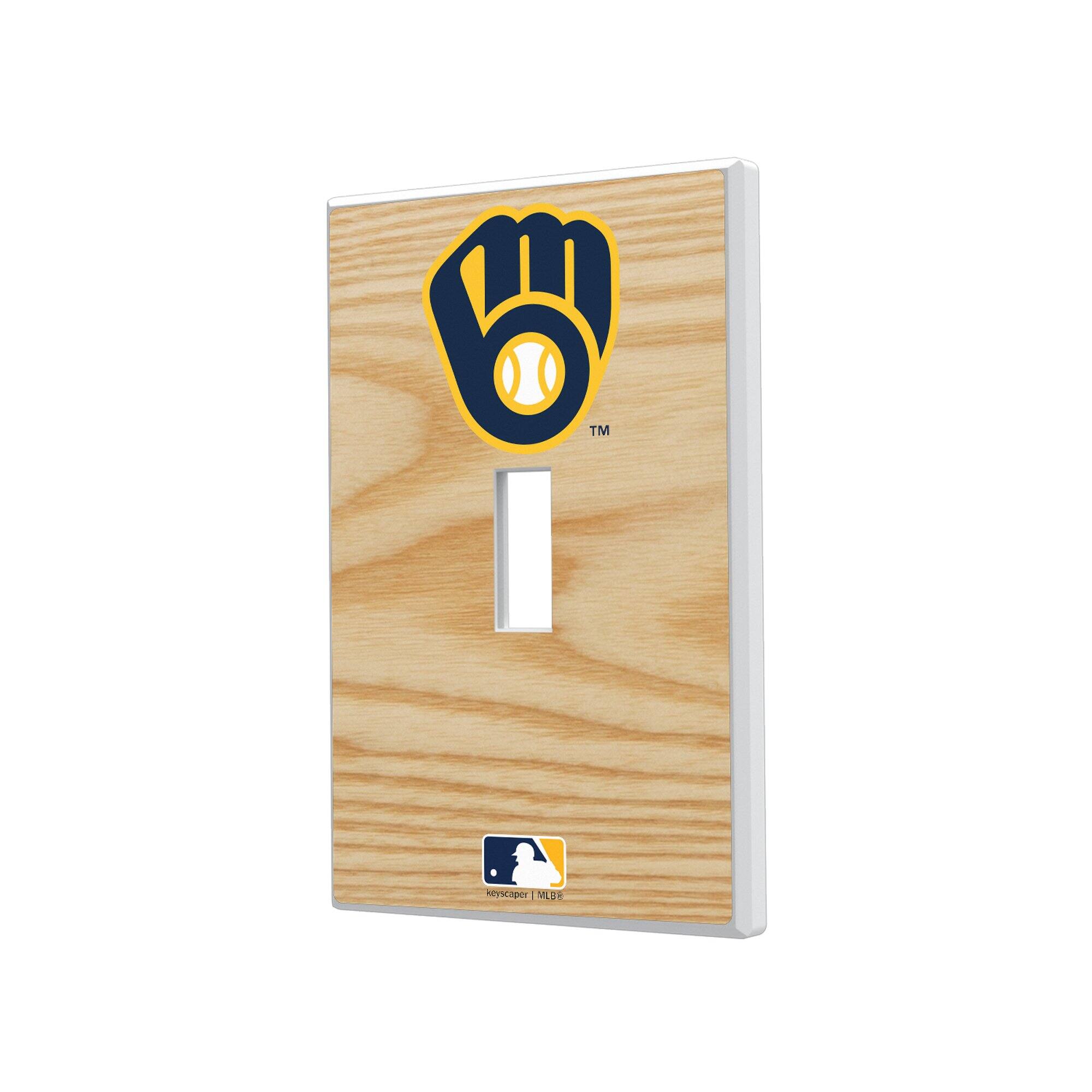 Front. Keyscaper - Baseball Bat Design Single Toggle Light Switch Plate - Multicolor.