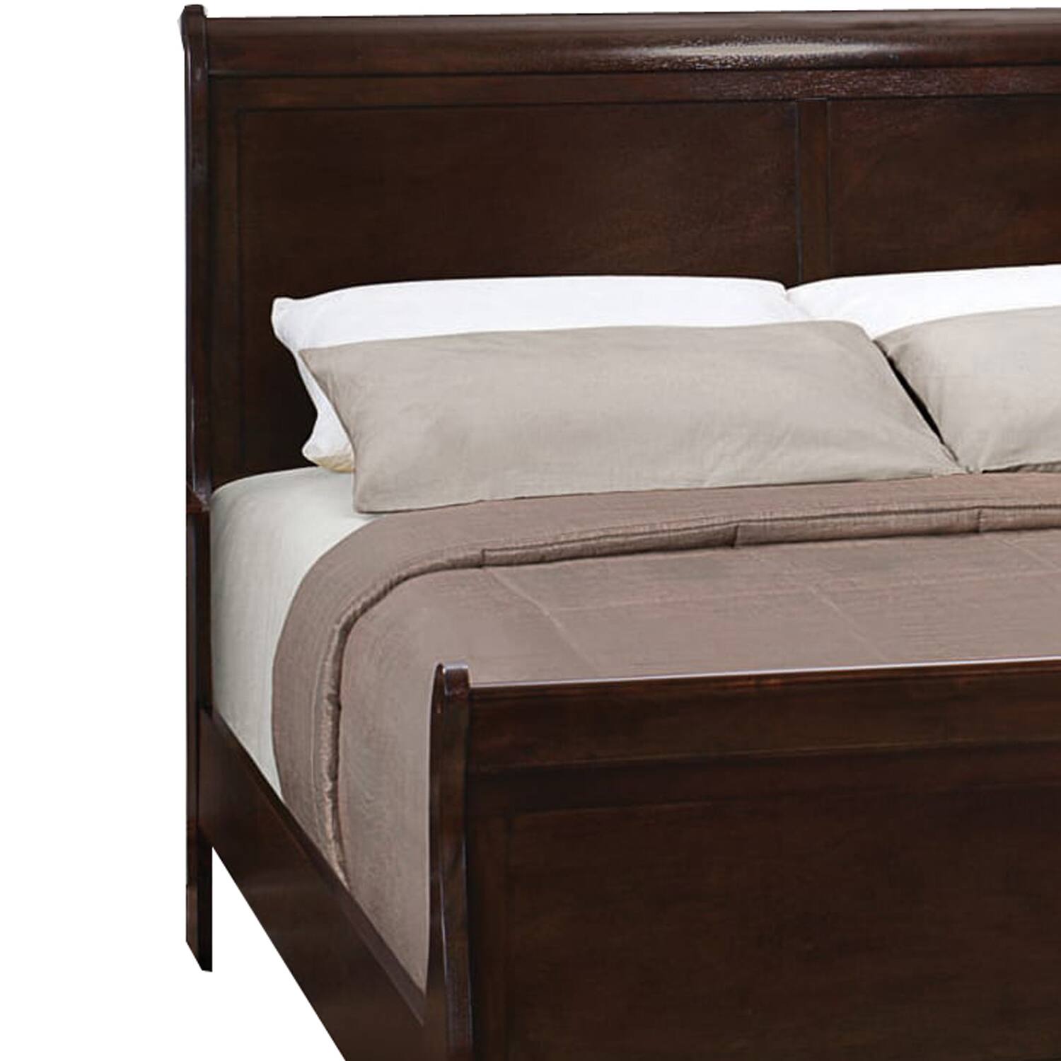 Alt View 1. Manhattan Lane - Traditional Style Wooden Full Size Bed with Curved Headboard - Brown.