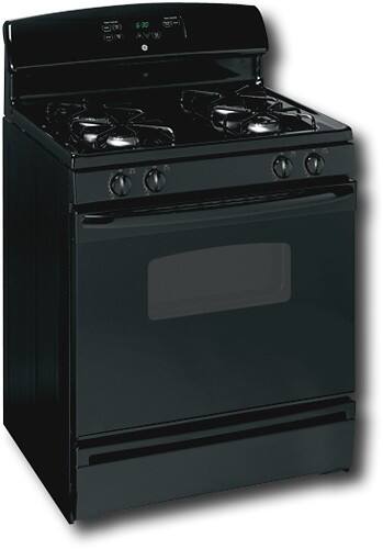 Angle Standard. GE - 30" Freestanding Gas Range - Black-on-Black.