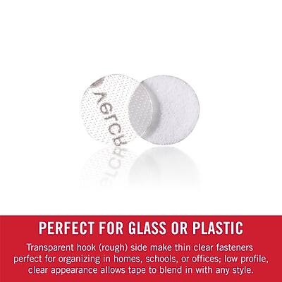 AGTCBHO7

PERFECT FOR GLASS OR PLASTIC

Transparent hook (rough) side makes thin clear fasteners perfect for organizing in homes, schools, or offices; low profile, clear appearance allows tape to blend in with any style.