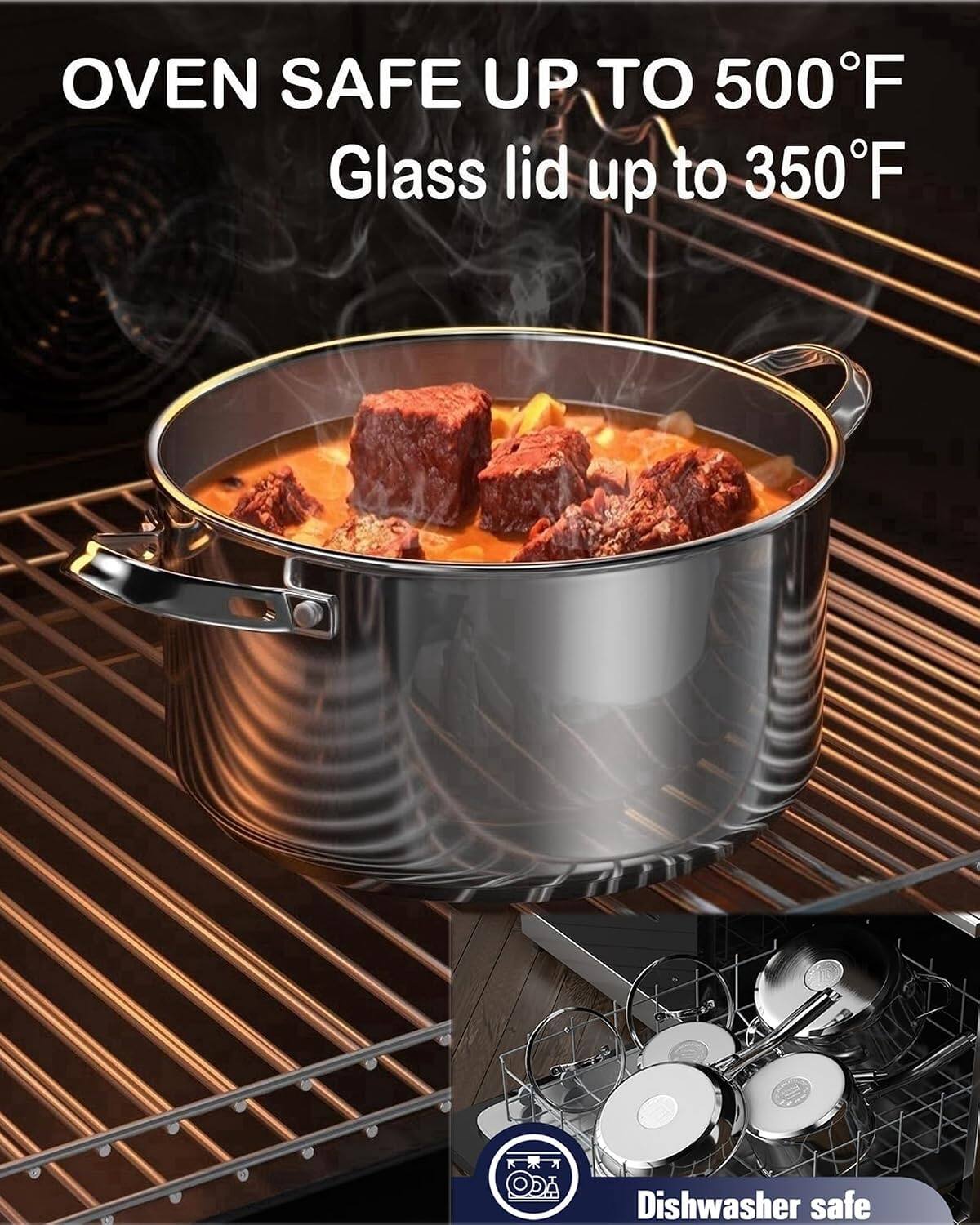 OVEN SAFE UP TO 500°F  
Glass lid up to 350°F  

ODA  
Dishwasher safe