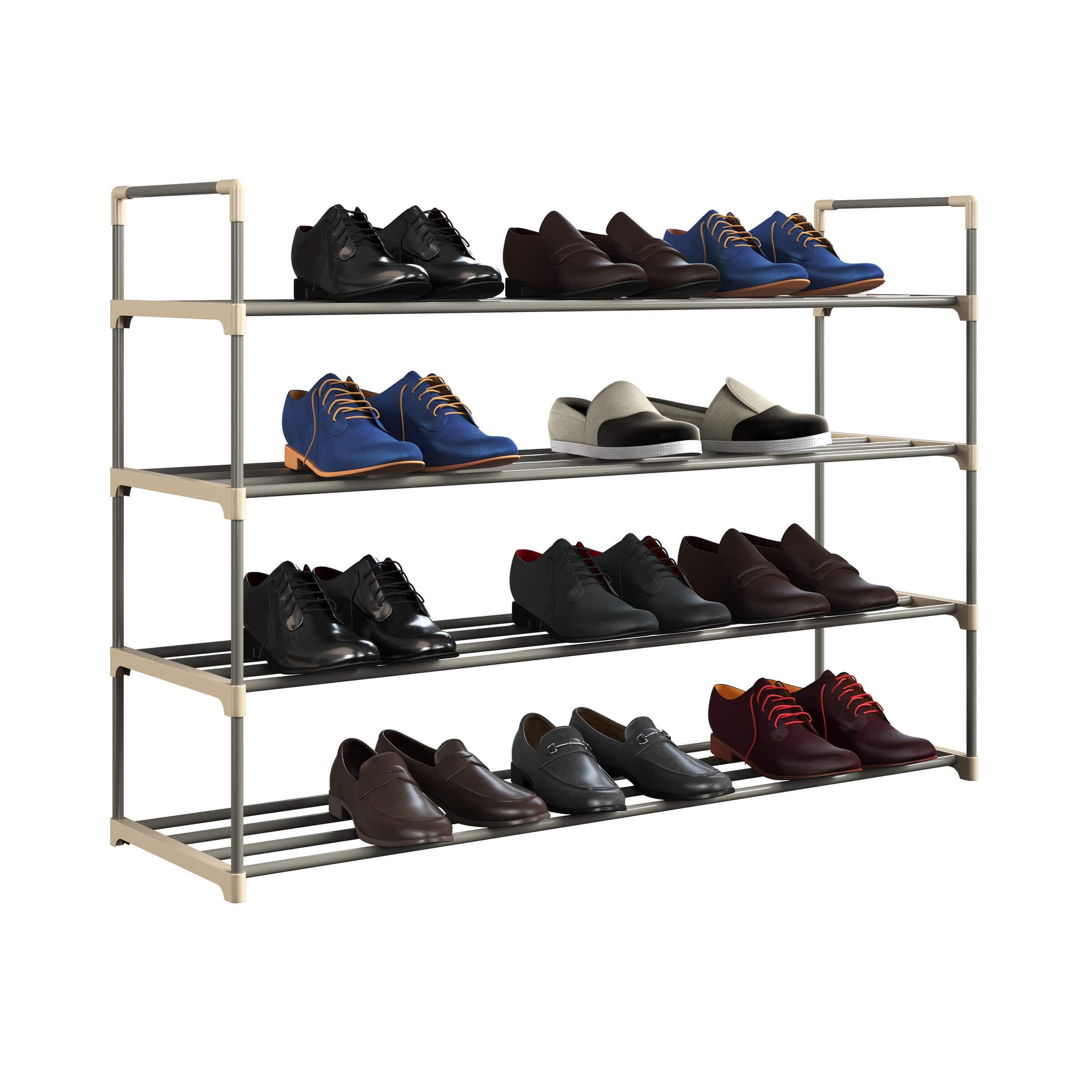Alt View 11. Hastings Home - 4-Tier Shoe Storage Rack – Shoe Organizer for Closet, Bathroom, Entryway – Holds 24 Pair Sneakers, Heels, Boots - Gray.