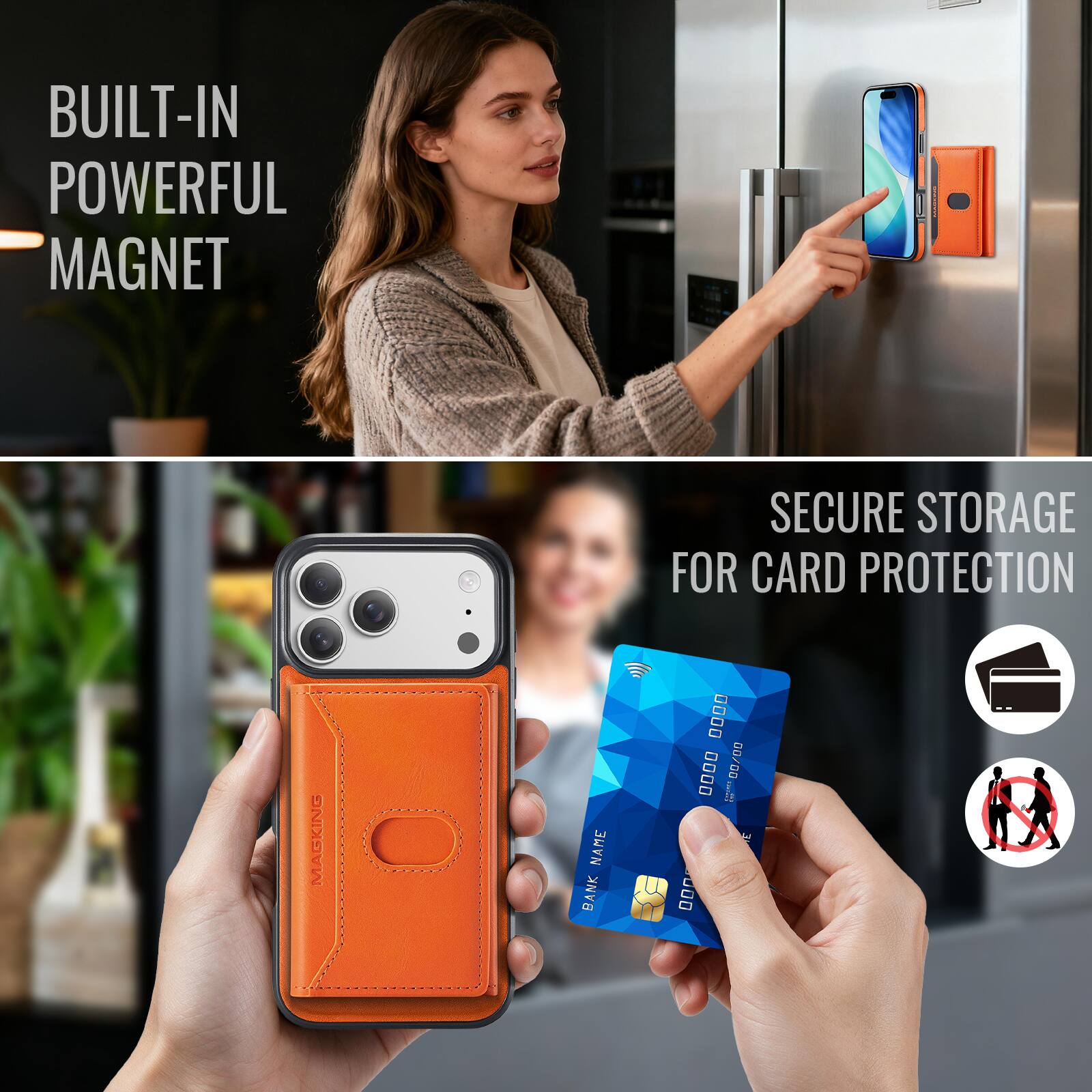 BUILT-IN POWERFUL MAGNET  
SECURE STORAGE FOR CARD PROTECTION  
MACKING  
NAME BANK  
.... .... MAMAHA 00/00  000