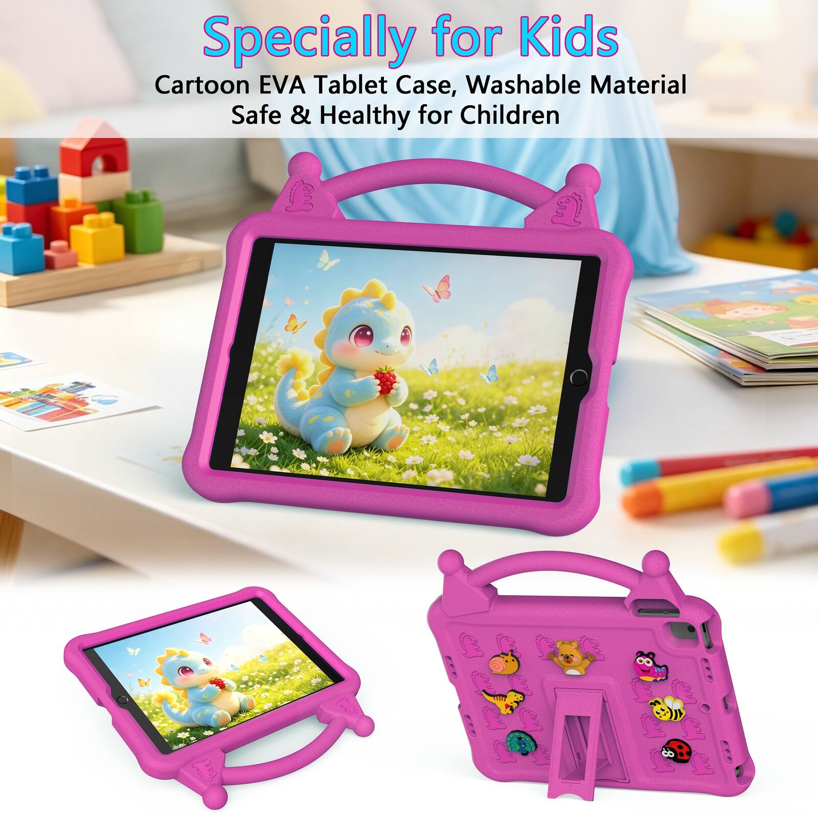 Specially for Kids  
Cartoon EVA Tablet Case, Washable Material Safe & Healthy for Children