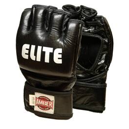Amber Sporting Goods - Elite MMA Cage Gloves, Premium Leather for Combat Training, Punching Bag, and MMA Sparring, Large - Black