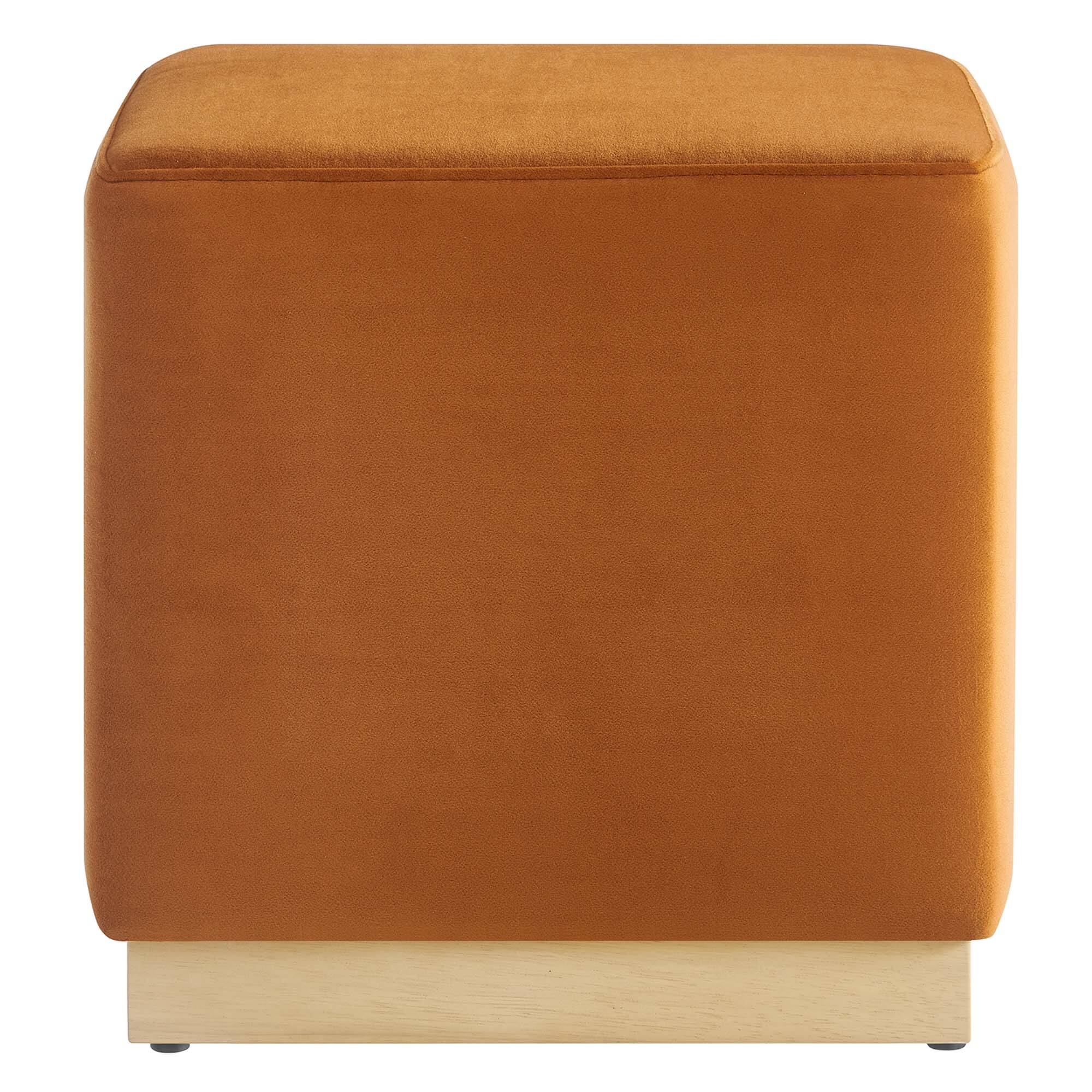 Alt View 4. Modway - Tilden 17" Square Performance Velvet Upholstered Ottoman by Modway - Rust Natural.
