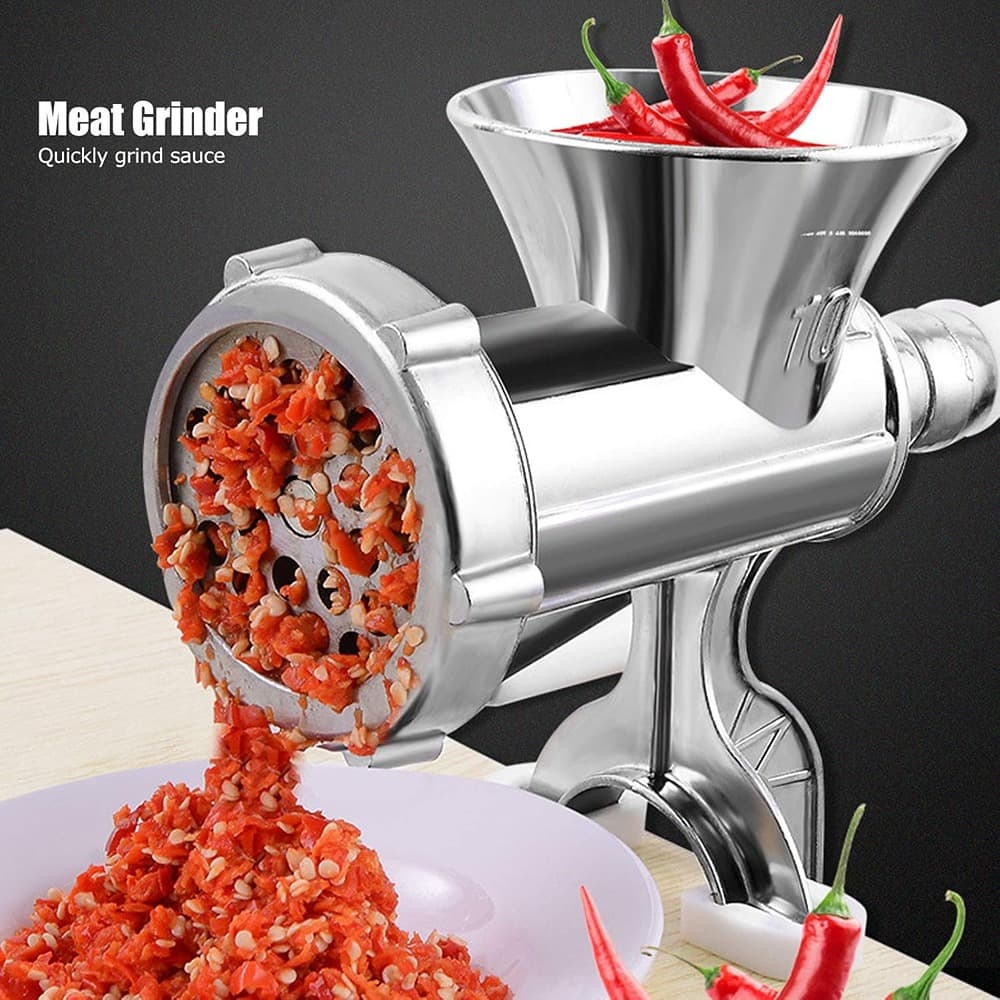 MOSZAR LLC - Manual Meat Grinder – Aluminum Alloy, Multi-Use, Silver - Stainless Steel