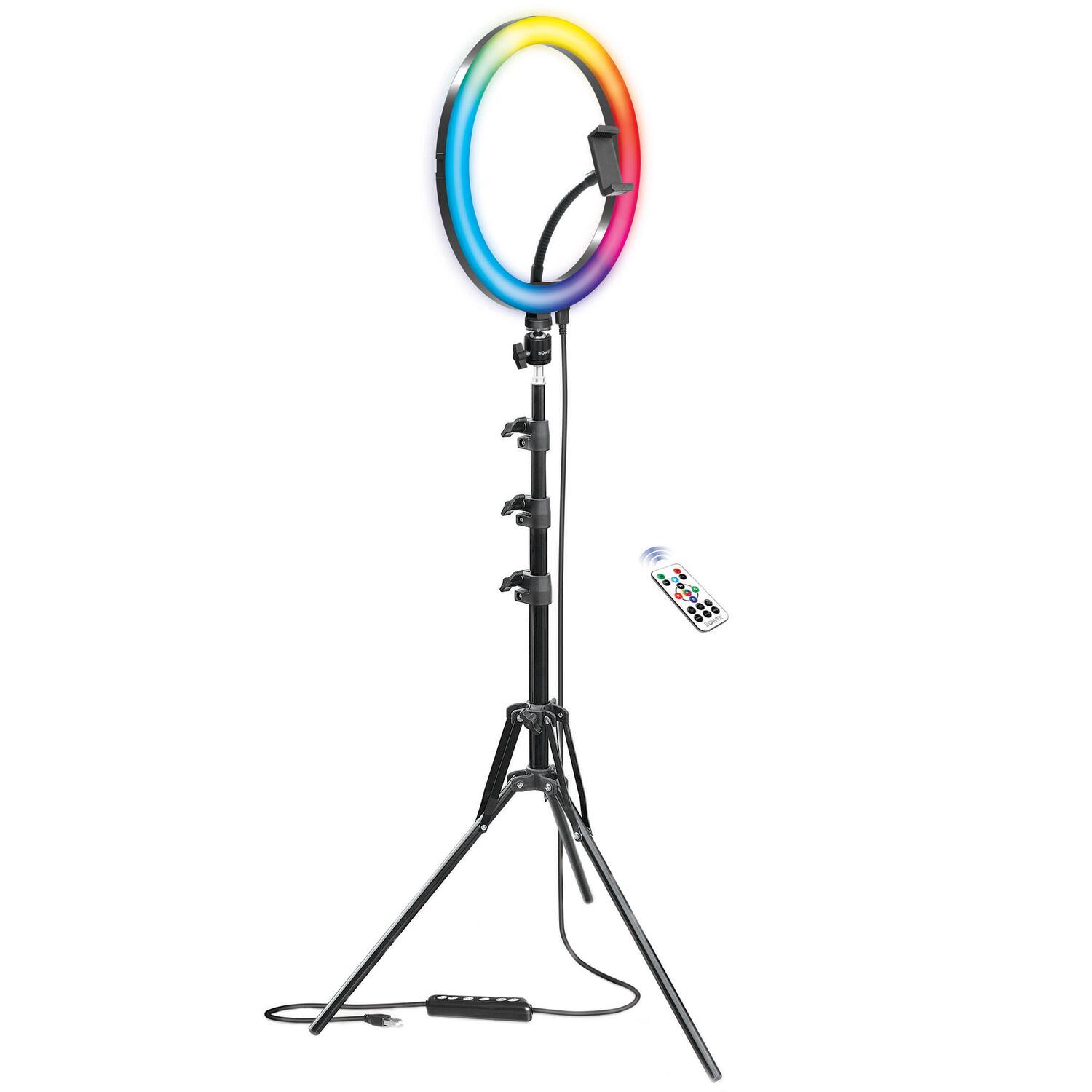 Alt View 1. Bower - Bower Wa-rlsrgb12 Rgb Selfie Ring Light Studio Kit With Wireless Remote Control And Tripod (12 In.) - black.