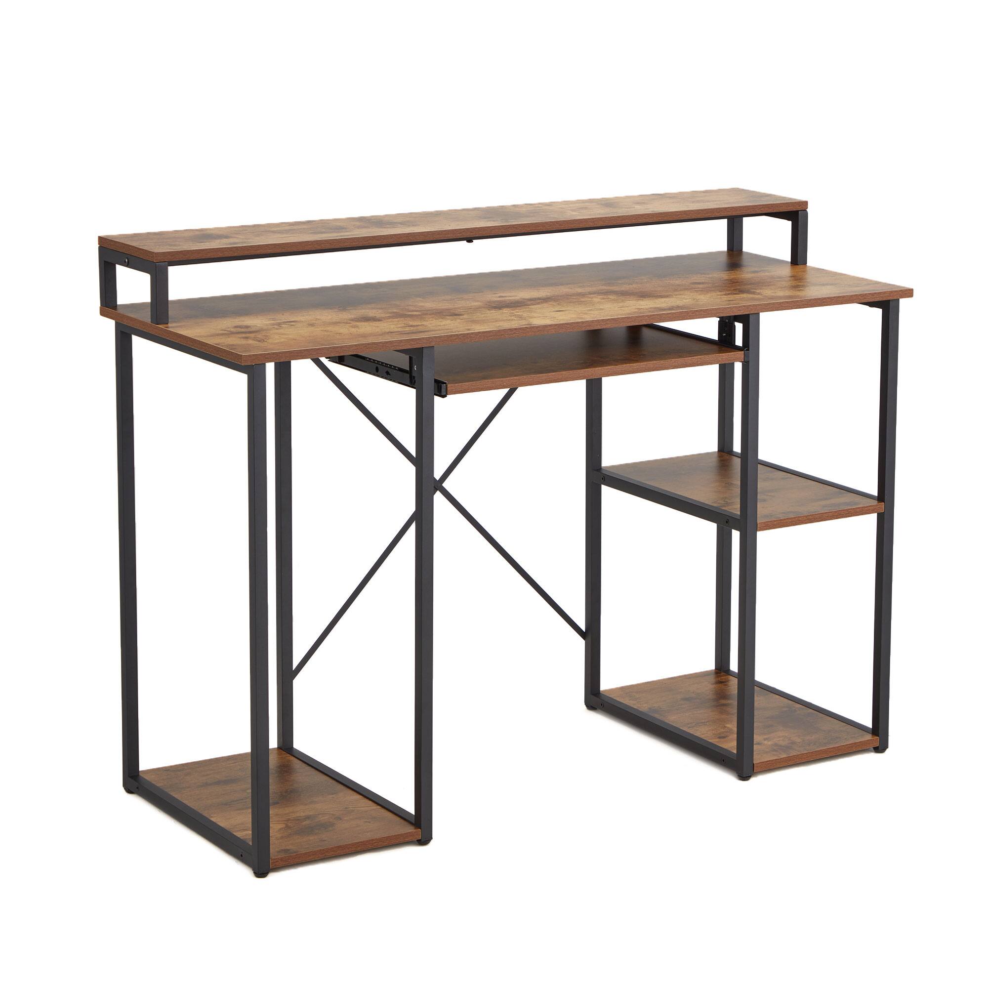 Alt View 8. JOMEED - JOMEED Computer Desk with Monitor Shelf for At-Home Office Space, Brown/Black - Brown.