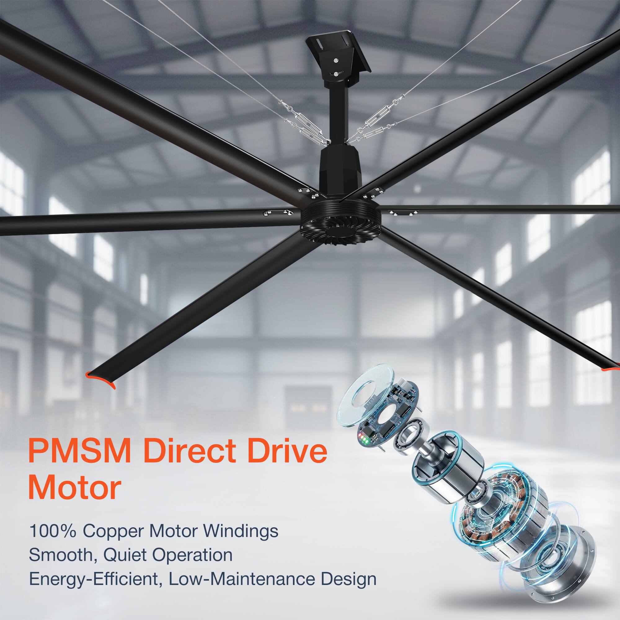 PMSM Direct Drive Motor  
100% Copper Motor Windings  
Smooth, Quiet Operation  
Energy-Efficient, Low-Maintenance Design