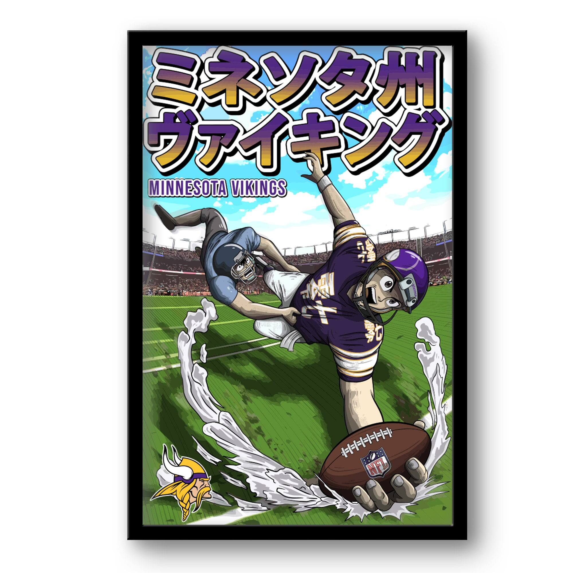 Minnesota Vikings 14" x 20" Framed Anime Art Print