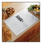 Front. GE - 30" Built-In Electric Cooktop - White.