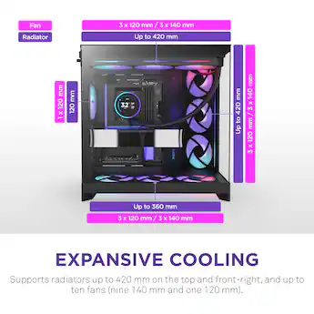 NZXT H9 Flow+ RGB 2025 ATX Mid Tower Dual Chamber PC Case Black NZXT H9 Flow+ RGB 2025 ATX Mid Tower Dual Chamber PC Case Black