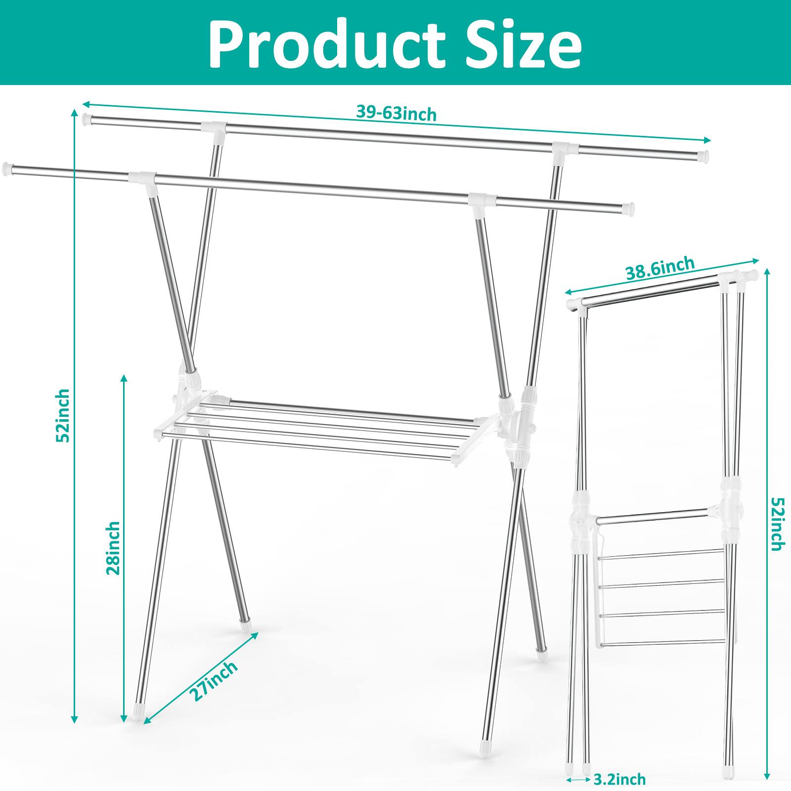 Product Size

- 39-63inch
- 38.6inch
- 52inch
- 28inch
- 27inch
- 3.2inch