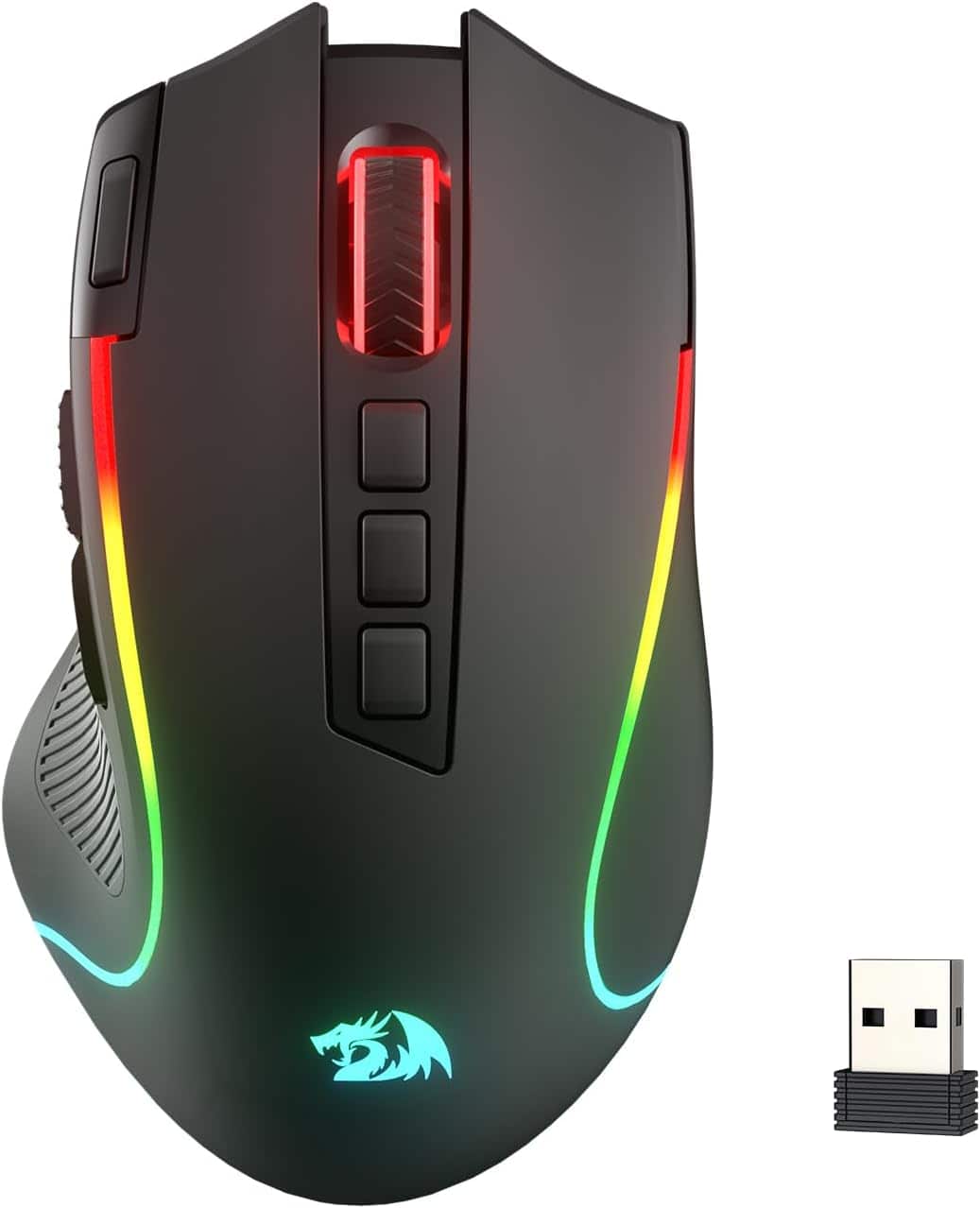 REDRAGON - M612 Wireless RGB Optical Gaming Mouse 8000 DPI Remapping Keys - Wireless - Black