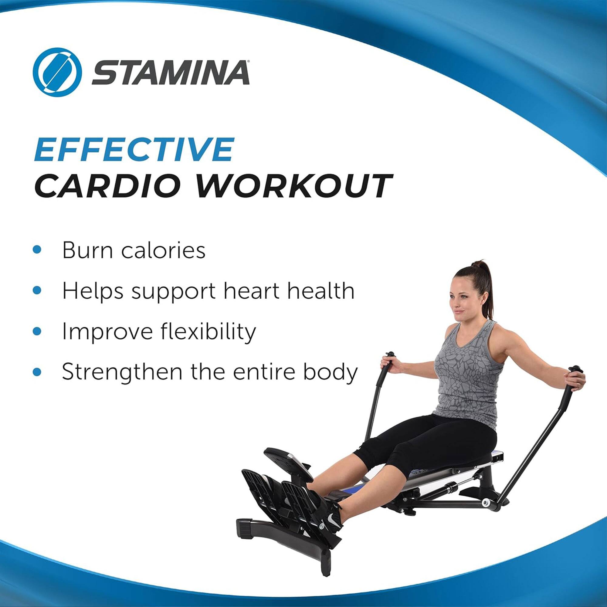 STAMINA  
EFFECTIVE CARDIO WORKOUT  

- Burn calories  
- Helps support heart health  
- Improve flexibility  
- Strengthen the entire body
