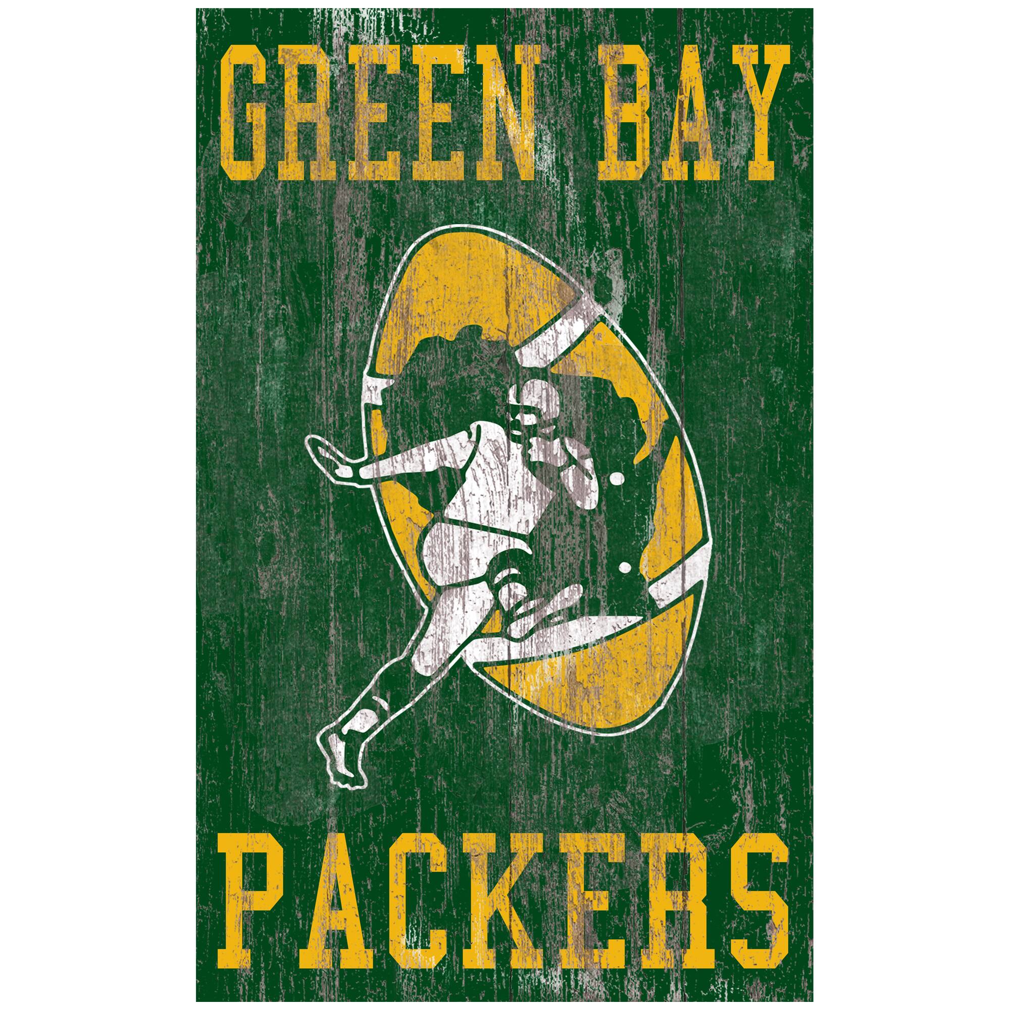 Green Bay Packers 11'' x 19'' Heritage Distressed Logo Sign