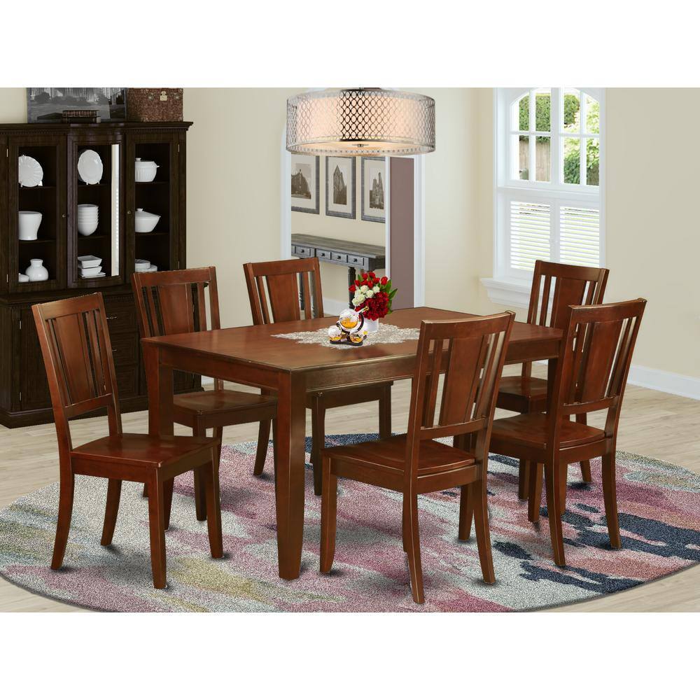 Back. East West Furniture - 7 Pc Dining room set for 6-Kitchen Table and 6 Kitchen Chairs - Mahogany.