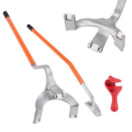 VEVOR - Tire Mount Demount Tool, 22.5"-24.5" Manual Steel Tire Changer Mount Demount Removal Tool, with Extra Bead Holder - Red;Silver