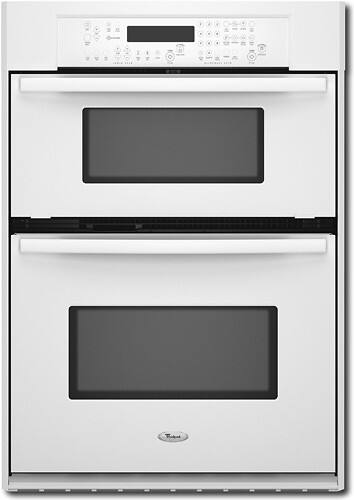 Front Standard. Whirlpool - 27" Single Electric Wall Oven with Built-In Microwave - White-on-White.