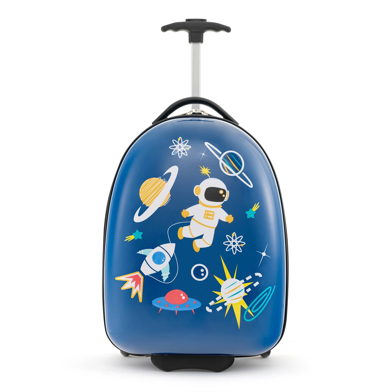 Alt View 19. Costway - 16" Kids Carry-On Luggage with Wheels with 2-Level Aluminum Handle Suitcase - Blue.