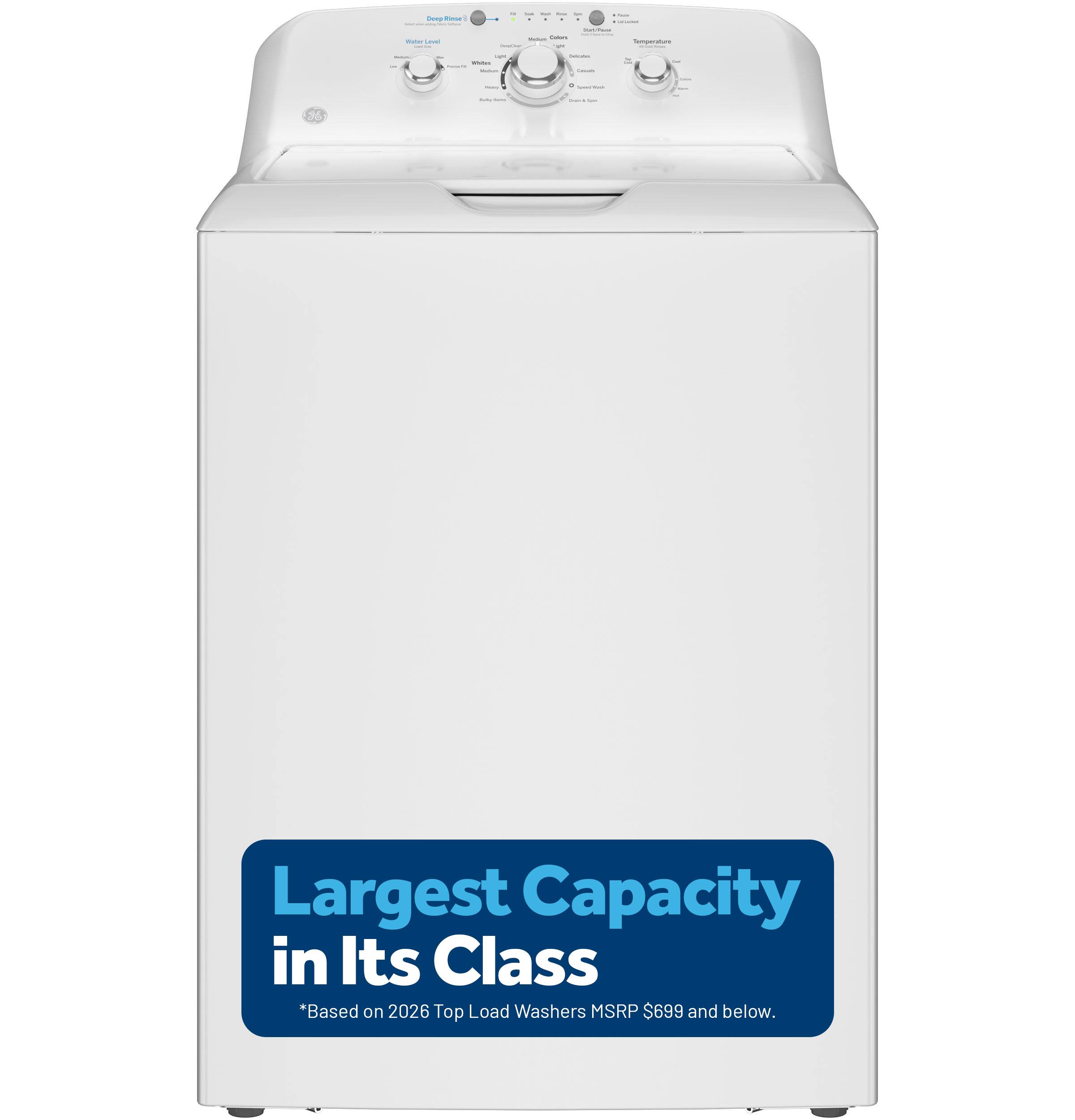 - - : - - I I Temperature - - 3 Largest Capacity in Its Class *Based on 2026 Top Load Washers MSRP $699 and below.