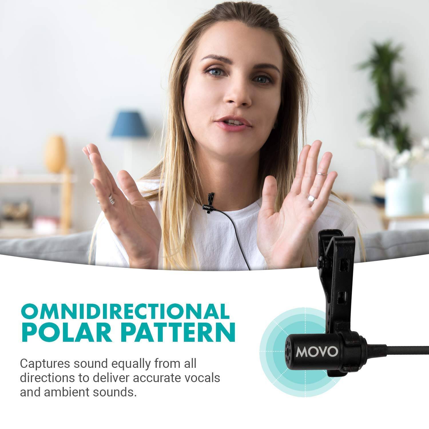 OMNIDIRECTIONAL POLAR PATTERN

Captures sound equally from all directions to deliver accurate vocals and ambient sounds.