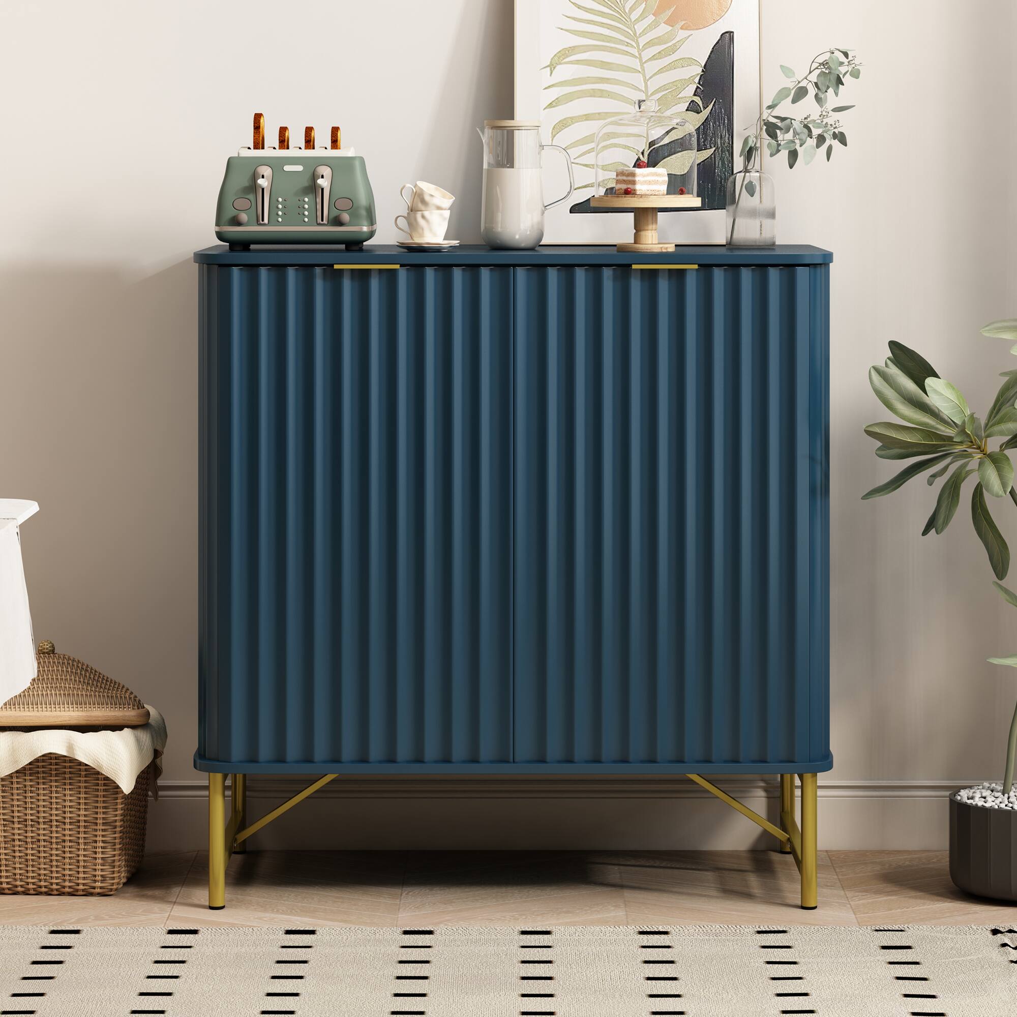 Alt View 1. Boyel Living - Green 2 Doors Accent Cabinet Bedroom Living Room Storage Cabinet with Shelves - Green.