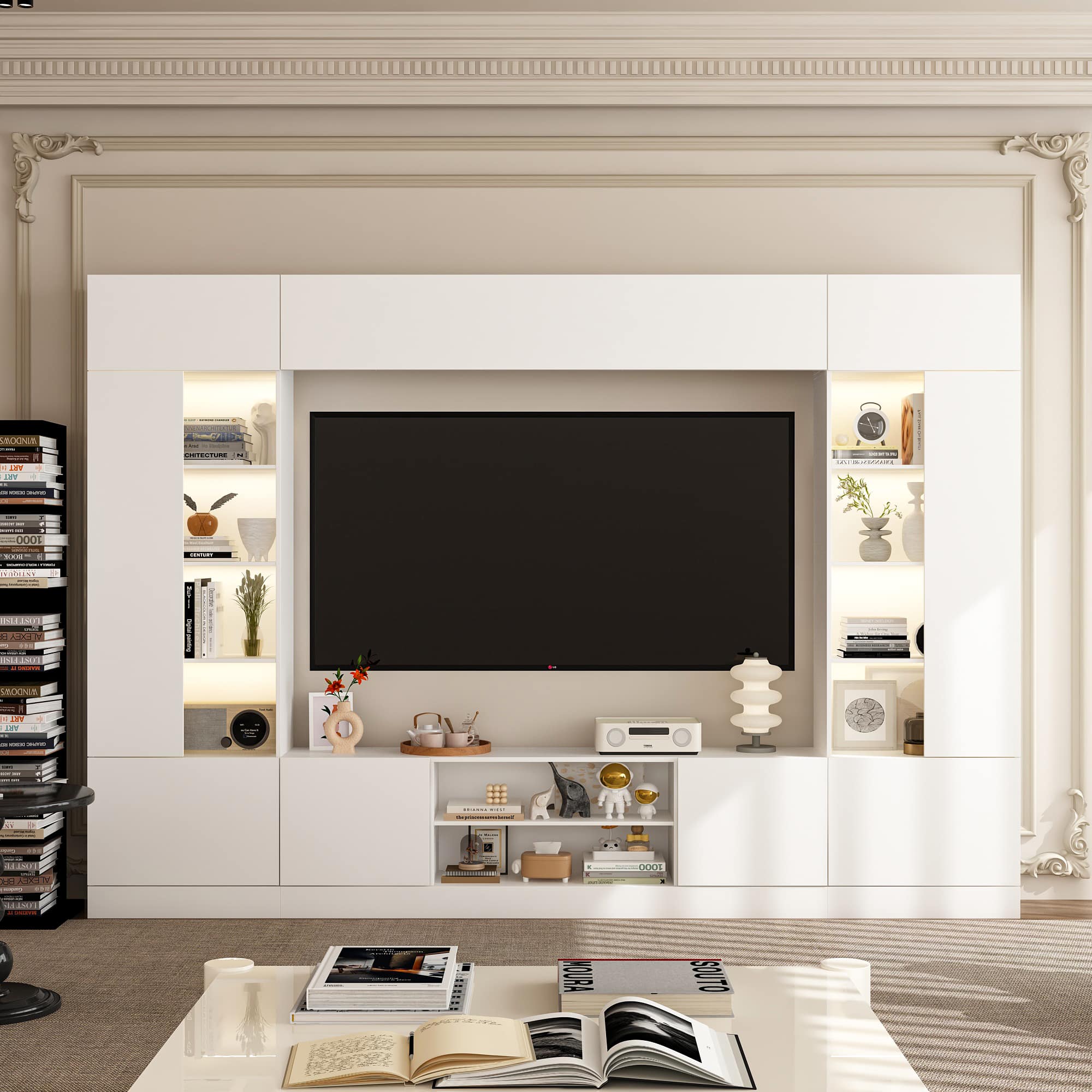 FUFU&GAGA Entertainment Center with Surround Design for 75 Inch