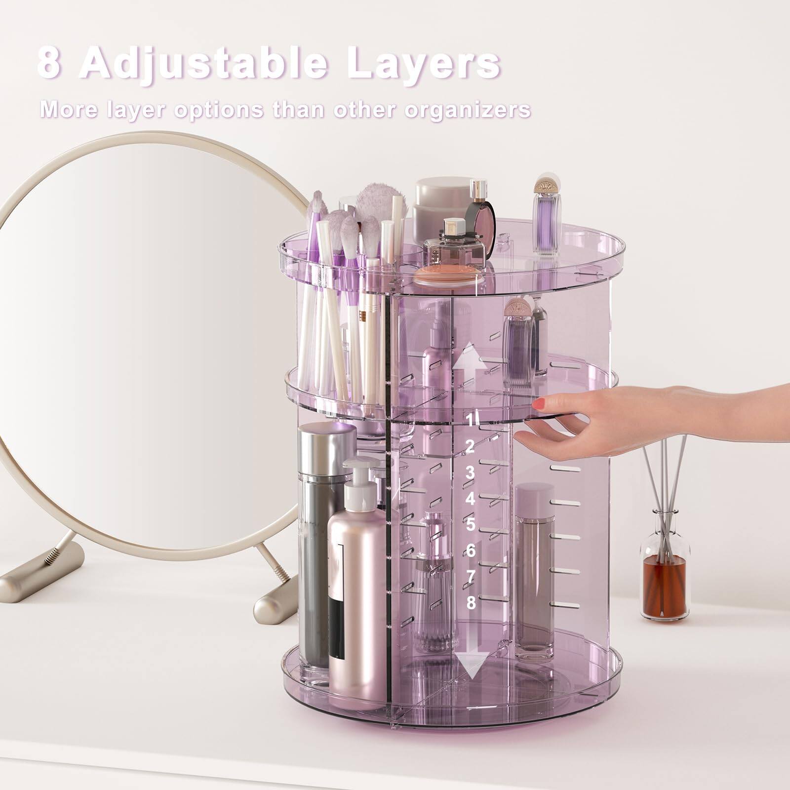 8 Adjustable Layers  
More layer options than other organizers