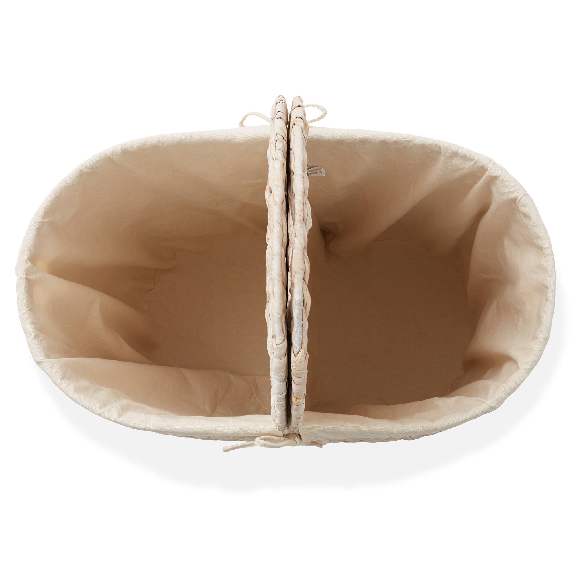 Alt View 6. Casafield - 2-Section Oval Laundry Hamper Basket w Lids and Liner Bags for Clothes - Whitewash.