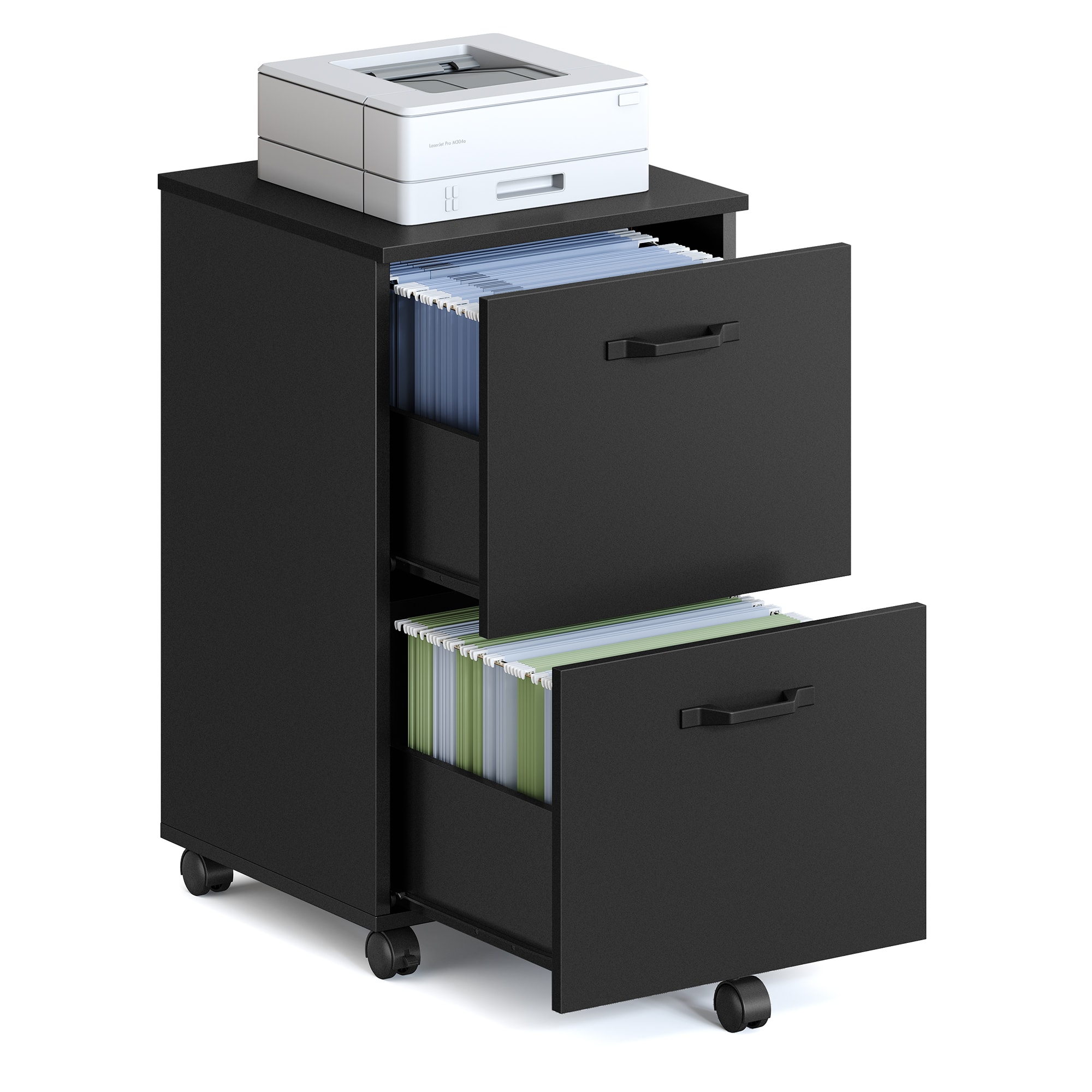 Songmics Home - 2-Drawer File Cabinet, Small Rolling Filing Cabinet for Home Office, Printer Stand, for A4, Letter-Size Documents - Matte Black